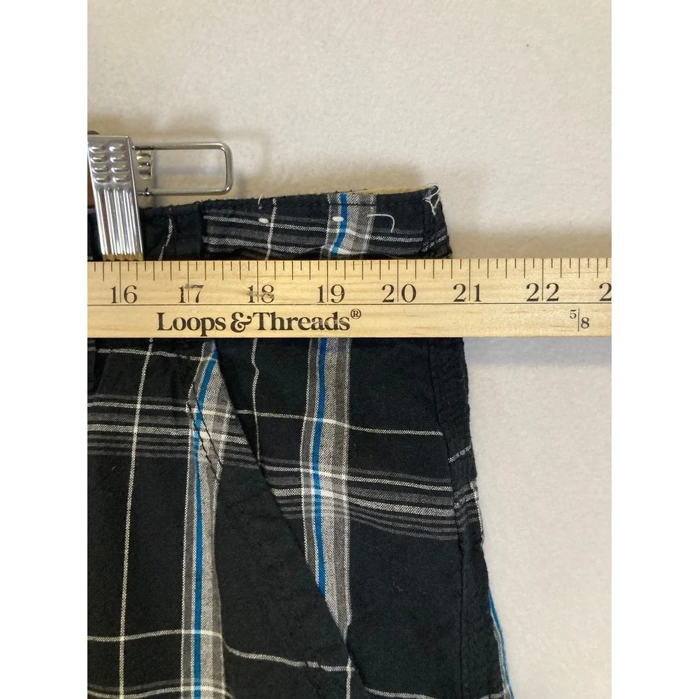 Skater Grunge Unionbay Mens 40 Black‎ Blue Plaid Utility Cotton Cargo Shorts